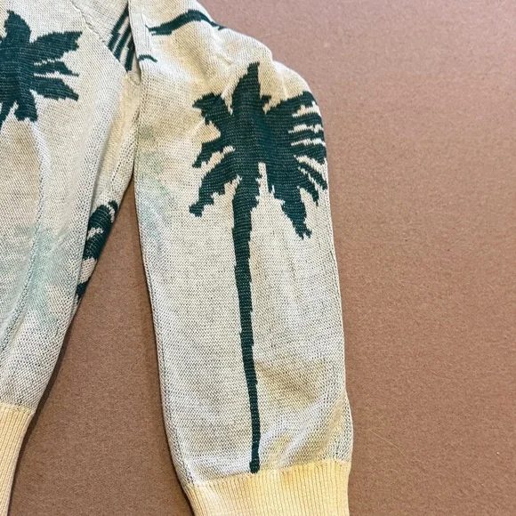 THE GREAT. Striped Knit Sweater in Cream and Green - Picture 5 of 5